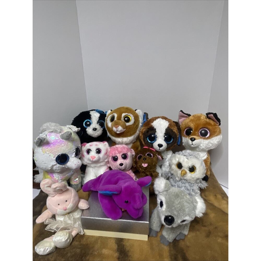 MINT TY Beanie Boos Lot of 12 Plush Big Eyes Stuffed Animals - Picture 2 of 15